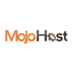 Mojo Host Logo - Orange and gray sans-serif type with cog as letter o in Host